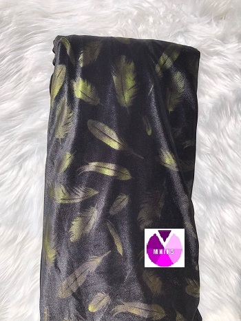 Black+ Green Leaf Velvet(5 yds)
