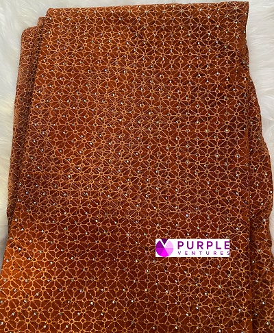 Brown Lace x Silver Studs (5 yards)