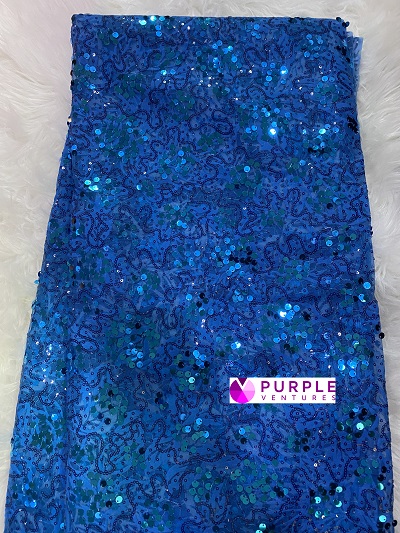 Blue Sequins Lace (5 Yards)