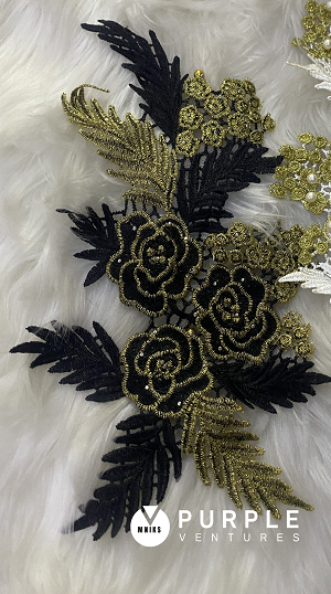 Black & Gold Embroidered Applique