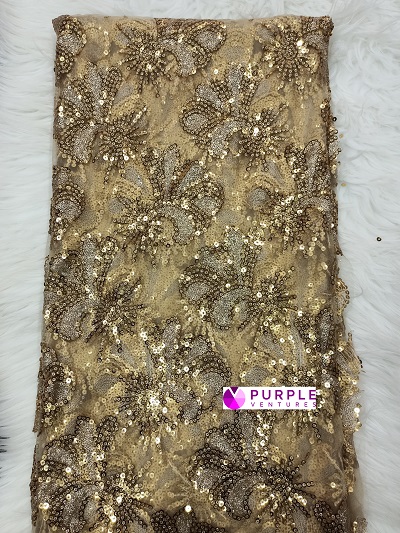 Gold Sequins Lace (5 yards)