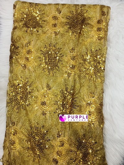Golden Yellow Sequins Lace (5 yds)