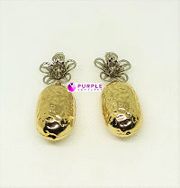 Silver Flower x Gold Detail Earrings