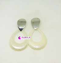 Smooth Silver x Oval Drop Earrings