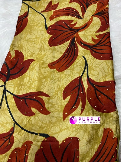 Orange x Gold Stoned Silk (8 yards)