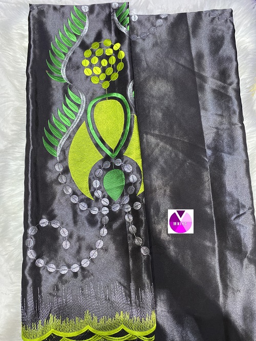 Black with Green Embroidery