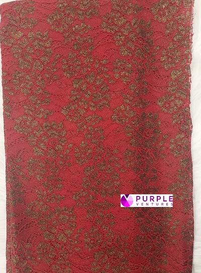 Red x Gold Floral Chantilly (5yards)