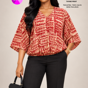 MNIKS TDT women's Ankara blouse in thyme print